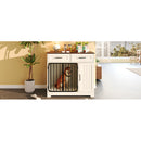 GO 37.4 Dog Crate Furniture, Indoor Dog Kennel With 2 Drawers And Storage Cabinet, Modern Furniture Dog Crate Side End Table For Small Medium Dogs, White