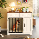 GO 37.4 Dog Crate Furniture, Indoor Dog Kennel With 2 Drawers And Storage Cabinet, Modern Furniture Dog Crate Side End Table For Small Medium Dogs, White